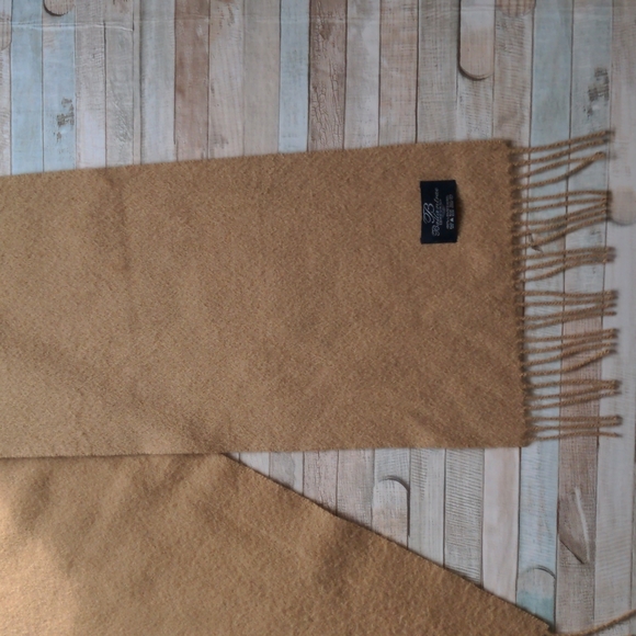 100% lambswool Ballantrae Edinburgh camel scarf tasseled - Picture 4 of 14